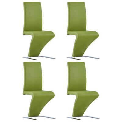 vidaXL Krzesła o zygzakowatej formie, 4 szt., zielone, sztuczna skóra
