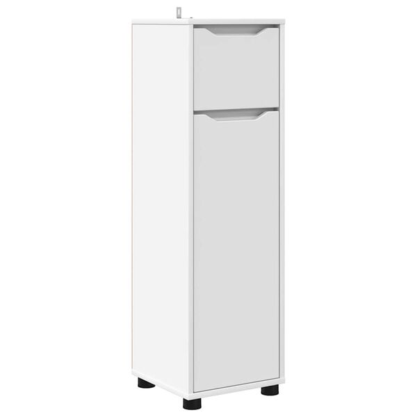 vidaXL Szafka Łazienkowa z szufladą z p&oacute;łką Biały 30,5 x 30 x 101 cm