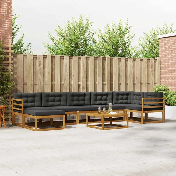 vidaXL Zestaw sof na zewnątrz z poduszką 8 pcs Naturalny i Antracytowy