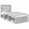 vidaXL Ramka ł&oacute;żka Szary beton 90 x 190 cm Lite drewno sosnowe