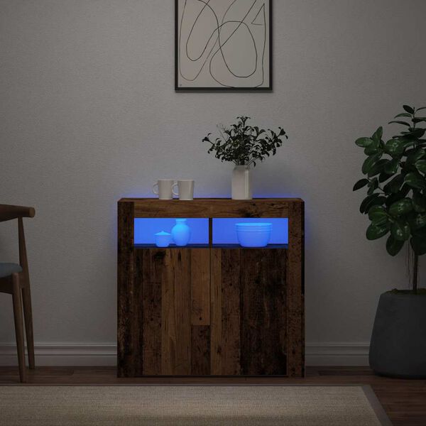 vidaXL Szafka z oświetleniem LED, stare drewno, 80x35x75 cm