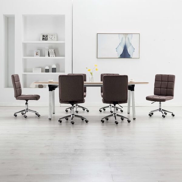 vidaXL Krzesła stołowe, 6 szt., taupe, tapicerowane tkaniną