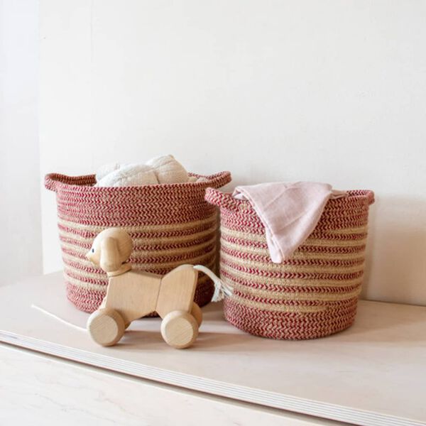 KidsDepot Zestaw 2 koszy Eran, bawełniany sznurek, kolor terra