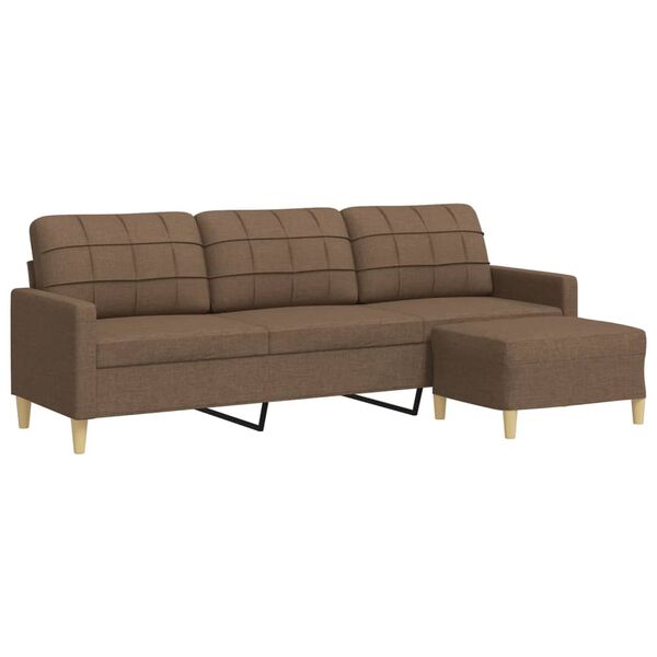 vidaXL 3-osobowa sofa z podn&oacute;żkiem, brązowa, 210 cm, tkanina