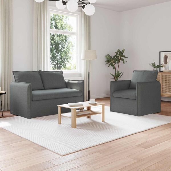 vidaXL Sofa 2 pcs Ciemnoszary