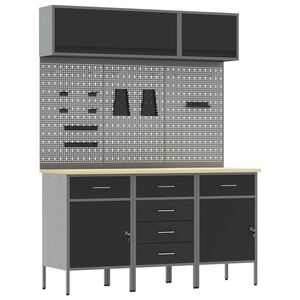 vidaXL Zestaw szafek roboczych z szufladą Z blokadą 8 pcs Czarny