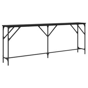 vidaXL Konsola Czarny dąb 200 x 29 x 75 cm Drewno inżynieryjne i metal