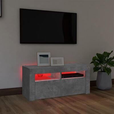 vidaXL Szafka TV z oświetleniem LED, szarość betonu, 90x35x40 cm