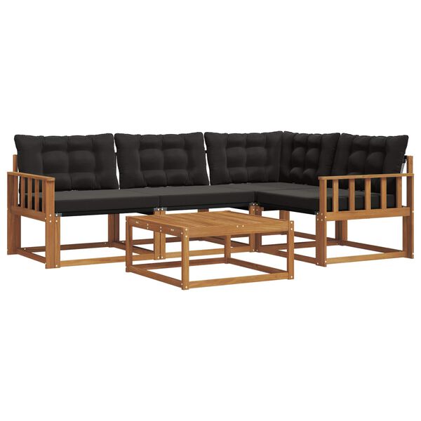 vidaXL Zestaw sof na zewnątrz z poduszką 5 pcs Naturalny i czarny
