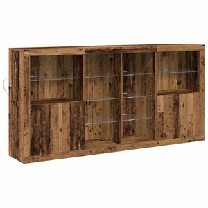 vidaXL Komoda LED 3 szt. Stare drewno 202 x 37 x 100 cm