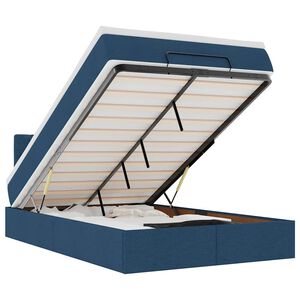 vidaXL Rama ł&oacute;żka otomana z materacem, niebieska, 120x190 cm, tkanina