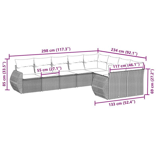 vidaXL 9-cz. zestaw wypoczynkowy do ogrodu, z poduszkami, czarny