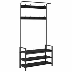 vidaXL Wieszak na płaszcze z p&oacute;łką Czarny dąb 95 x 34 x 184 cm