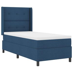 vidaXL Ł&oacute;żko z sprężyną LED Niebieski 100 x 200 cm tkanina
