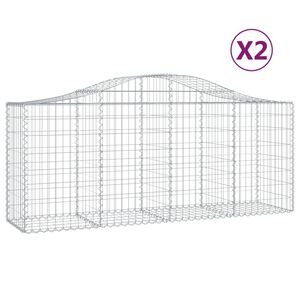 vidaXL Kosze gabionowe, 2 szt, 200x50x80/100 cm, galwanizowane żelazo