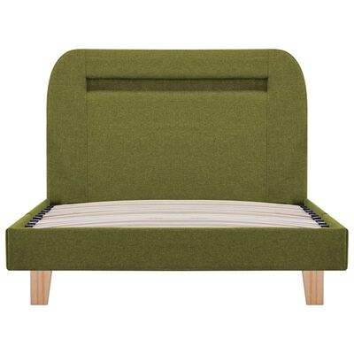 vidaXL Rama łóżka z LED, zielona, tapicerowana tkaniną, 90 x 200 cm