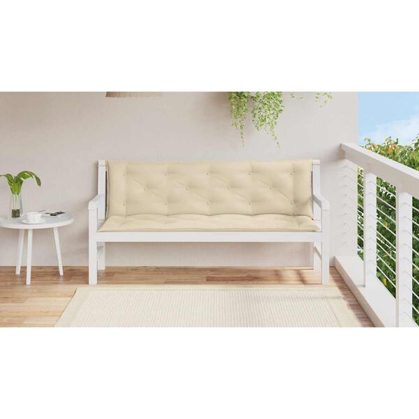 vidaXL Poduszka na ławkę ogrodową, beżowa, 150x(50+50)x7 cm