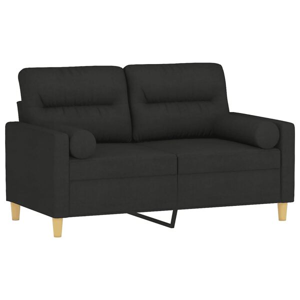vidaXL 2-osobowa sofa z poduszkami, czarna, 120 cm, tkanina