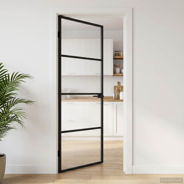 vidaXL Drzwi domowe 83 x 201,5 x 3,5 cm Aluminium i szkło hartowane