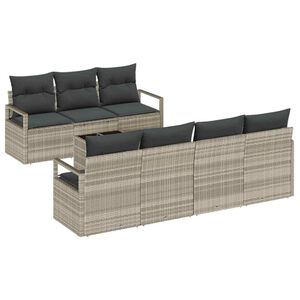vidaXL Zestaw Sof 8 pcs Jasnoszary polirattan