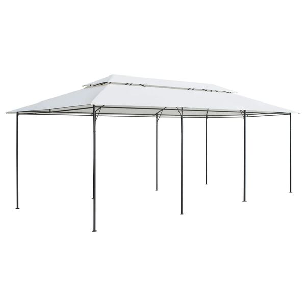 vidaXL Altana z zasłonami, 600x298x270 cm, biała, 180 g/m²