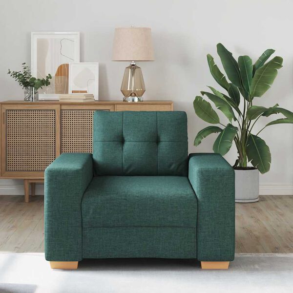 vidaXL Fotel, ciemnozielony, 60 cm, obity tkaniną