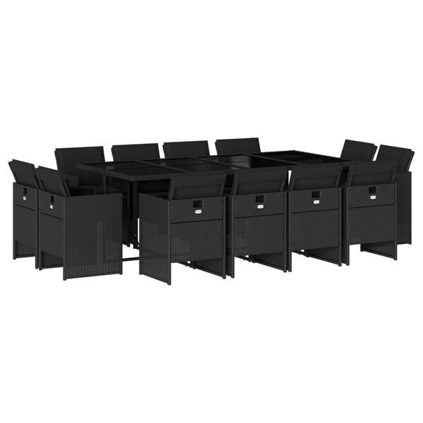 vidaXL 13-cz. zestaw mebli do ogrodu, poduszki, czarny, rattan PE
