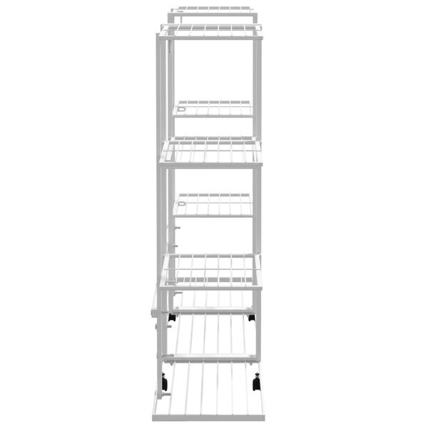 vidaXL Stojak na kwiaty, na k&oacute;łkach 94,5x24,5x91,5 cm, biały, żelazo