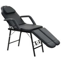 vidaXL Przenośny fotel kosmetyczny, ekoskóra, 185 x 78 x 76 cm, czarny