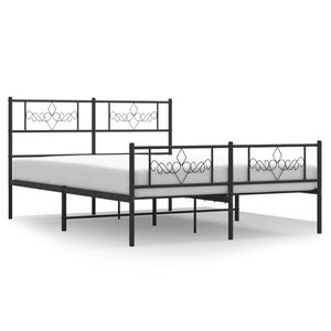 vidaXL Metalowe ł&oacute;żko z zan&oacute;żkiem, bez materaca, czarne, 160x200 cm