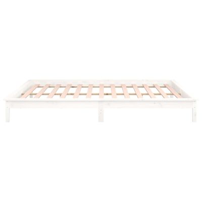 vidaXL Rama łóżka z LED, biała, 160x200 cm, lite drewno