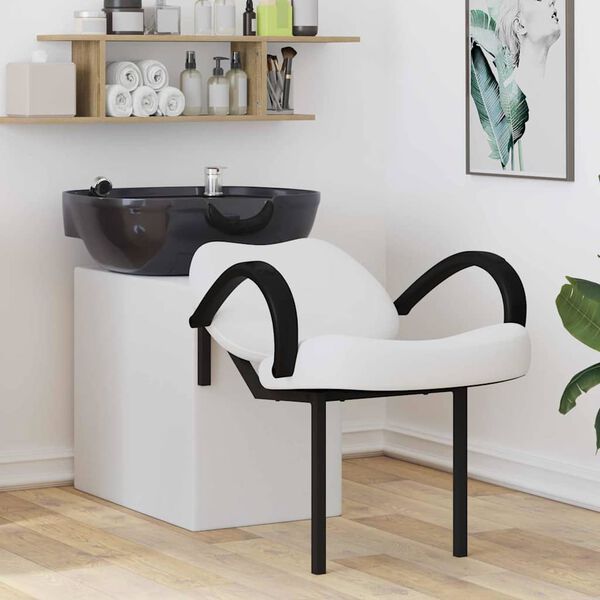 vidaXL Fotel do szamponu Biały i czarny 63 x 141 x 92 cm PVC