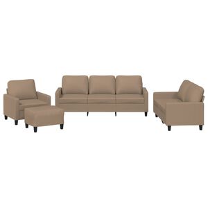 vidaXL 4-osobowa sofa z poduszkami, cappuccino, sztuczna sk&oacute;ra