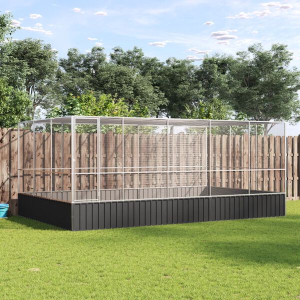 vidaXL Woliera z przedłużeniem, srebrna, 518x307x212 cm, stal