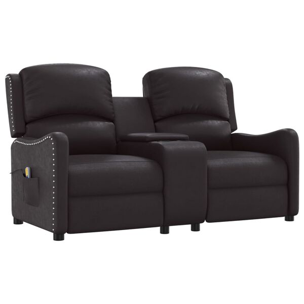 vidaXL Rozkładany fotel masujący z uchwytem, 2-os., czarny, ekoskóra