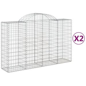 vidaXL Kosze gabionowe, 2 szt, 200x50x120/140 cm, galwanizowane żelazo