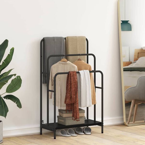 vidaXL Wieszak na ubrania z p&oacute;łką Czarny Dąb 60 x 30 x 100,5 cm