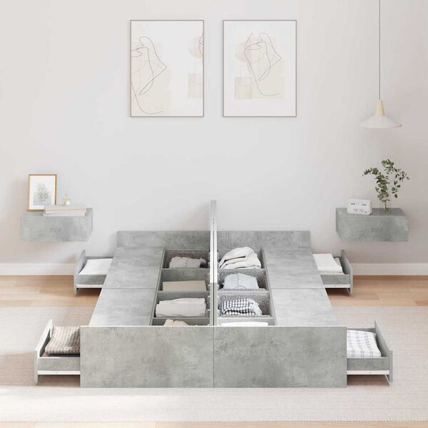 vidaXL Rama łóżka z miejscem na przechowywanie Betonowy szary