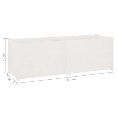 vidaXL Donica ogrodowa, biała, 150x50x50 cm, lite drewno sosnowe
