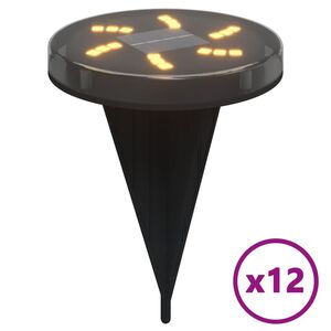 vidaXL Solarne lampki gruntowe, z kolcami, 12 szt., ciepłe białe
