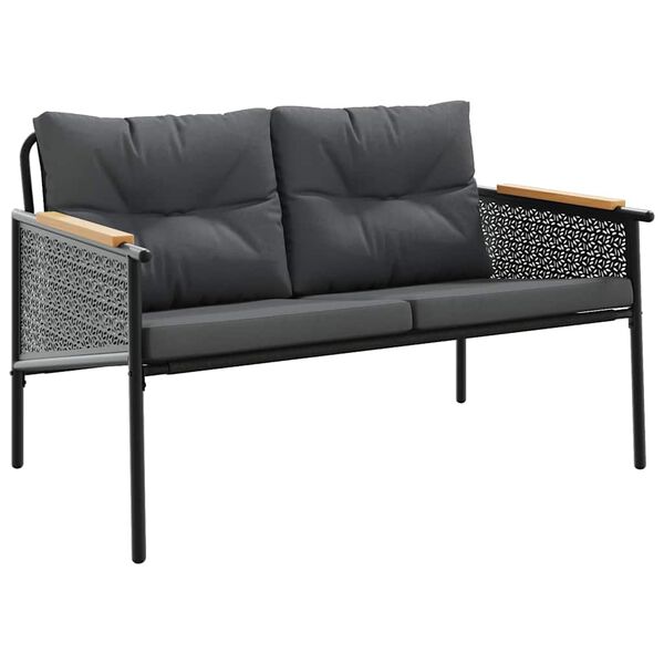 vidaXL 5-częściowy zestaw mebli na balkon, z poduszkami, czarny, stal