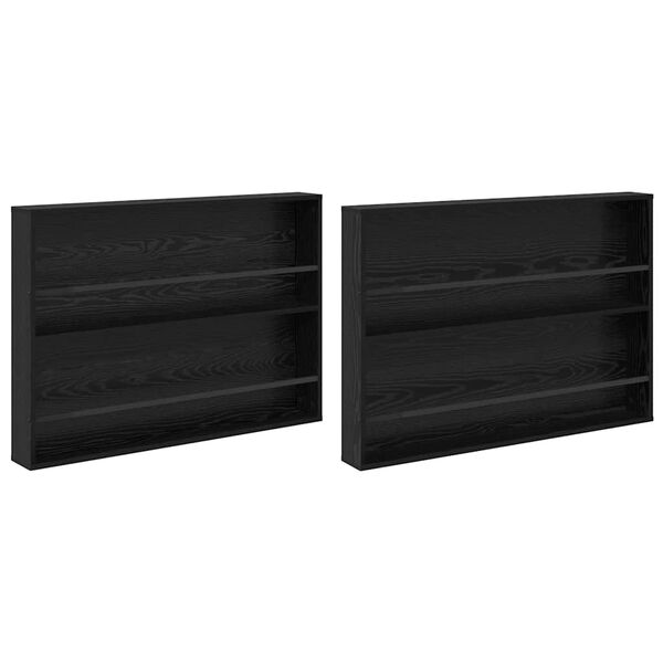 vidaXL Regał na gazety z p&oacute;łką 2 pcs Czarny Dąb 100 x 12 x 70 cm