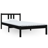 vidaXL Rama łóżka, czarna, lite drewno, 90 x 200 cm