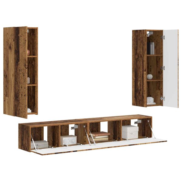 vidaXL Zestaw szafek RTV 3 pcs Stare drewno Materiał drewnopochodny