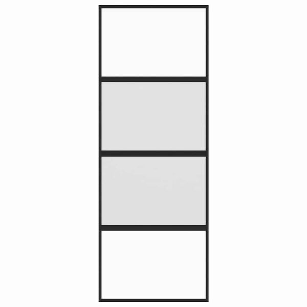 vidaXL Drzwi przesuwne, czarne, 76x205 cm, szkło hartowane, aluminium