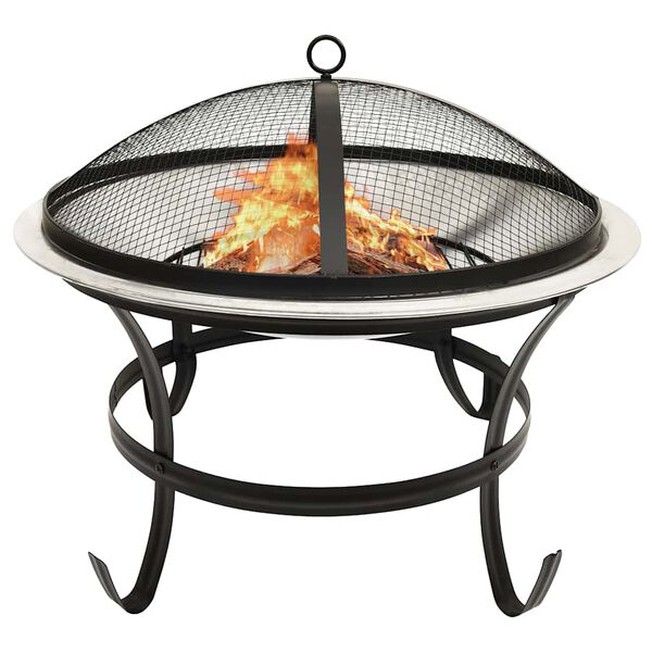 vidaXL Palenisko i grill 2-w-1, z pogrzebaczem, 56x56x49 cm, stal