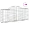 vidaXL Kosze gabionowe, 11 szt, 200x30x80/100 cm, galwanizowane żelazo