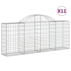 vidaXL Kosze gabionowe, 11 szt, 200x30x80/100 cm, galwanizowane żelazo