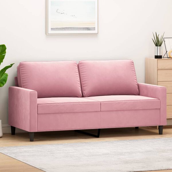 vidaXL Sofa 2-osobowa, r&oacute;żowy, 140 cm, tapicerowana aksamitem