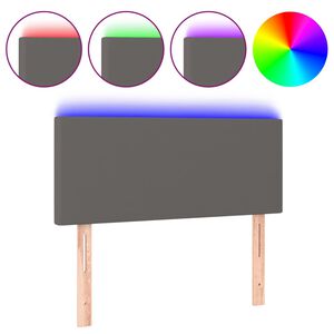 vidaXL Zagł&oacute;wek do ł&oacute;żka z LED, szary, 100x5x78/88 cm, sztuczna sk&oacute;ra
